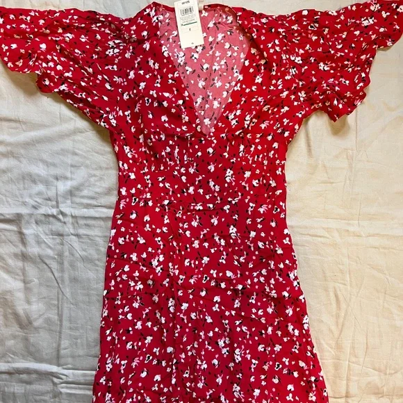 A New Day - Women's Short Sleeve Maxi Sundress Red Floral - Picture 4 of 7